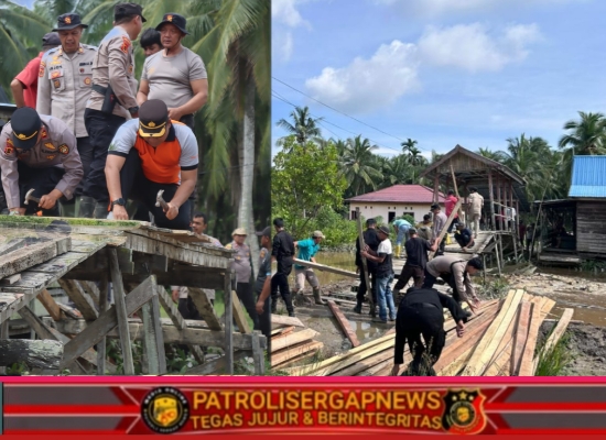 Aksi Nyata Polri Polres Tanjab Barat Renovasi Jembatan Vital, Amankan Akses Pendidikan di Kuala Baru
