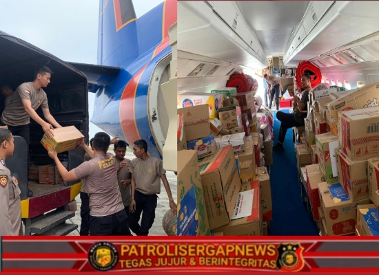 Polri Kembali Saluran 2,1 Ton Bantuan Logistik Ke Aceh Tengah