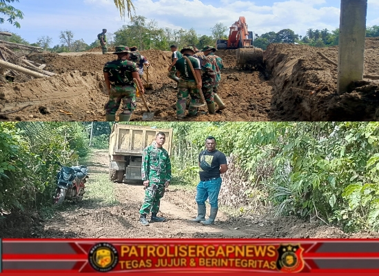 Percepat Pembangunan Jembatan Perintis, Kodim 0111/Bireuen Kerahkan Alat Berat di Peudada