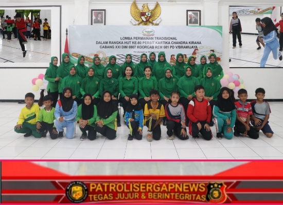 Angkat Nilai Kebersamaan, Persit KCK Cabang XXI Dim 0807 Gelar Permainan Tradisional