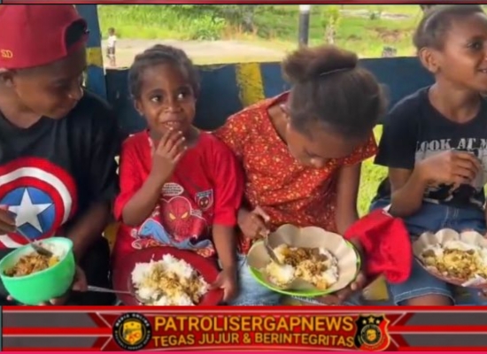 Pos Kokas Satgas Yonif 763/SBA Gelar Kegiatan Makan Bergizi Gratis