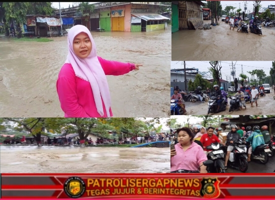 ‎Sungai Banjardowo Meluap, Jalan Ratan Cilik-Pasar Banjardowo Terendam Banjir