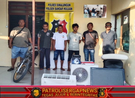 Polsek Bandar Huluan Berhasil Bekuk Tiga Tersangka Pencurian dengan Pemberatan dalam Semalaman, Kerugian Korban Capai Rp14 Juta Lebih