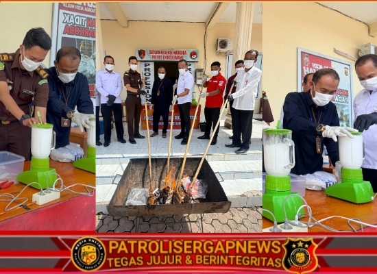 Sat Resnarkoba Polres Lhokseumawe Musnahkan 1,4 Kilogram Sabu dan Puluhan Gram Ganja