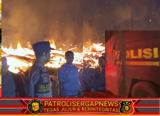Kerahkan Mobil Water Cannon, Polres Lhokseumawe dan Polsek Sawang Padamkan Kebakaran Tumpukan Kayu Sisa Banjir