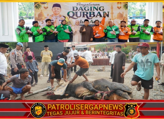 Polres Pasuruan Salurkan 16 Sapi dan 57 Kambing Kurban untuk Masyarakat di Hari Idul Adha