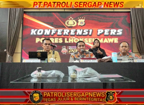 POLRES LHOKSEUMAWE UNGKAP DALANG PEMBUNUHAN DI ALUE LIM, DUA TERSANGKA DAN DUA GRANAT DIAMANKAN