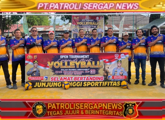 Sambut Hari Bhayangkara ke-80, Kapolres Lhokseumawe Buka Open Turnamen Voli Legends Aceh