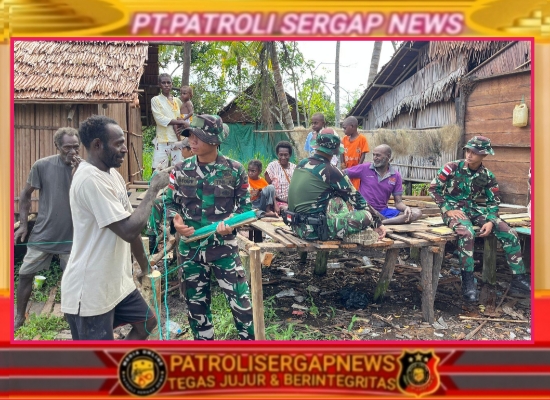 Satgas Yonif 123/Rajawali Pererat Silaturahmi Melalui Anjangsana di Kampung Senggo