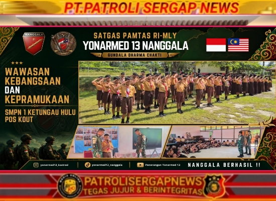 Satgas Yonarmed 13 Beri Pembekalan Wasbang untuk Pelajar di Perbatasan RI-Malaysia
