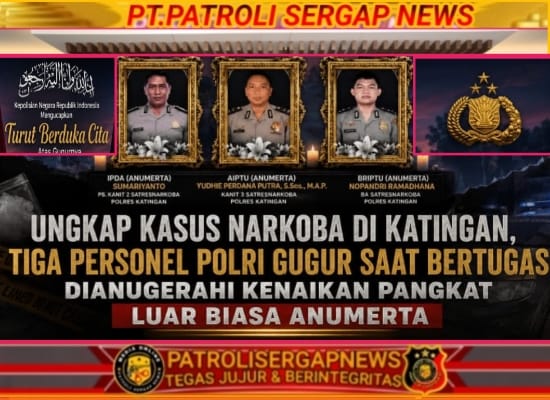 Ungkap Kasus Narkoba di Katingan, Tiga Personel Polri Gugur Saat Bertugas Dianugerahi Kenaikan Pangkat Luar Biasa Anumerta