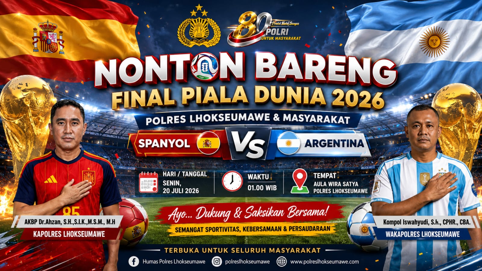 Polres Lhokseumawe Gelar Nonton Bareng Final Piala Dunia 2026, Pererat Kebersamaan Bersama Masyarakat