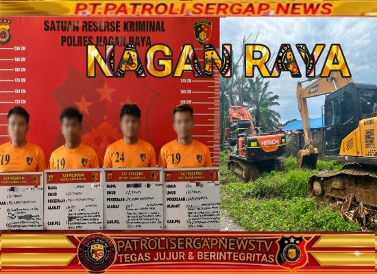Satreskrim Polres Nagan Raya Amankan Dua Alat Berat dan Empat Terduga Pelaku Tambang Ilegal