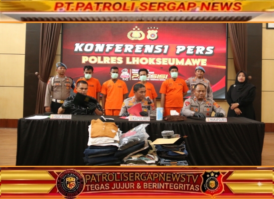 Polres Lhokseumawe Tangkap Empat Pelaku Pencurian dan Penadah Pakaian, Kerugian Capai Rp410 Juta