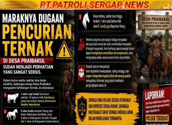 Maraknya Dugaan Pencurian Ternak di Desa Praibakul, Warga Minta Aparat Bertindak Tegas
