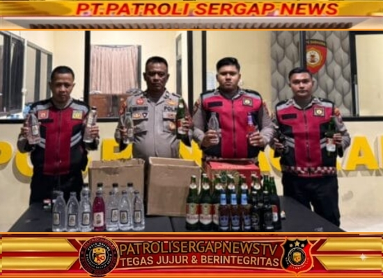 Patroli Sat Samapta Polresta Sumenep Amankan Puluhan Botol Minuman Keras Ilegal