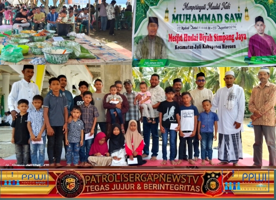 Maulid Nabi Muhammad SAW 1448 H di Masjid Hudaibiyah Berlangsung Khidmat, Puluhan Anak Yatim Terima Santunan