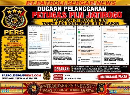 Dugaan Pelanggaran Pelayanan PLN ULP Jatirogo, Laporan Pelanggan Diselesaikan Tanpa Konfirmasi