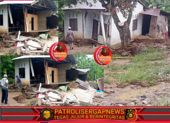 Rumah Warga di Sawang Rusak Akibat Luapan Sungai, Polsek Lakukan Monitoring dan Evakuasi