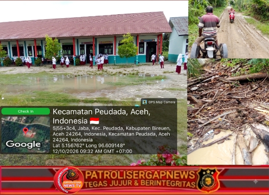 Hujan Lebat Picu Luapan Air di Desa Jaba, Jalan Menuju UPTD SD 17 Terkikis dan Berlumpur